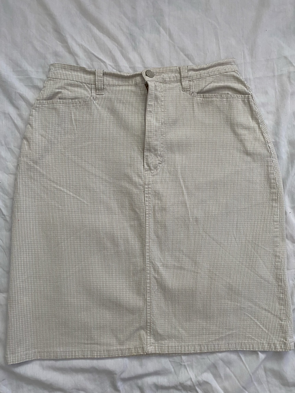 Gloria Vanderbilt Cream and Tan Textured Pencil Skirt